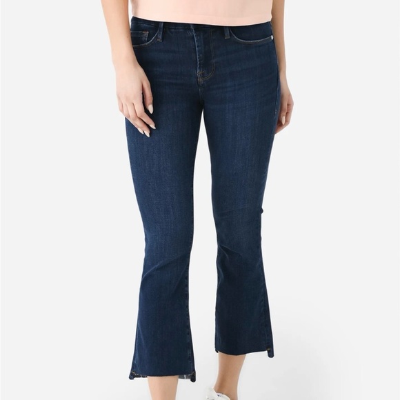 Frame Denim Denim - FRAME DENIM LE CROP MINI BOOT STRETCH DENIM JEANS CROP FLARE RAW HEM sz 28 Dark